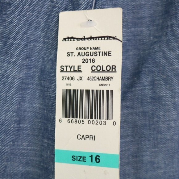 Alfred‎ Dunner St Augustine Capri Pants Blue Chambray Linen Pull On 16 - Picture 9 of 11